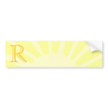 Your Letter. Custom Yellow Sun Ray Monogram. Bumper Sticker