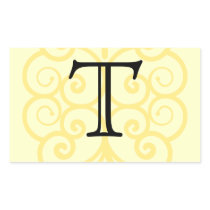 Your Letter. Custom Yellow Swirl Monogram. Rectangular Sticker