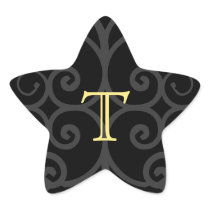 Your Letter. Custom Yellow Swirl Monogram. Stickers