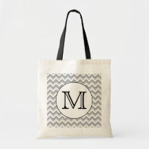 Your Letter. Grey Zigzag Pattern Monogram. Bag