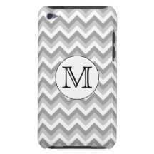 Your Letter. Grey Zigzag Pattern Monogram. Barely There iPod Covers