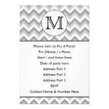 Your Letter. Grey Zigzag Pattern Monogram. Custom Announcement