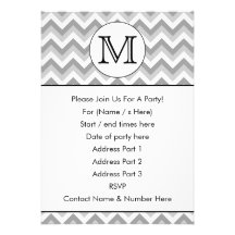 Your Letter. Grey Zigzag Pattern Monogram. Personalized Invitations