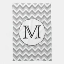 Your Letter. Grey Zigzag Pattern Monogram. Hand Towel
