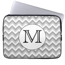 Your Letter. Grey Zigzag Pattern Monogram. Computer Sleeve