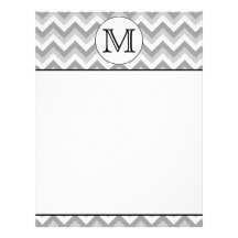 Your Letter. Grey Zigzag Pattern Monogram. Letterhead Design