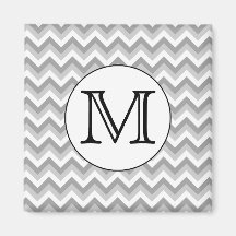 Your Letter. Grey Zigzag Pattern Monogram. Magnet