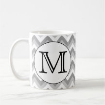 Your Letter. Grey Zigzag Pattern Monogram. Coffee Mug