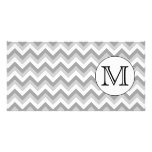 Your Letter. Grey Zigzag Pattern Monogram. Photo Card Template