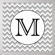 Your Letter. Grey Zigzag Pattern Monogram. Print
