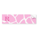 Your Letter Monogram. Custom. Pink Giraffe Pattern Bumper Stickers