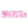 Your Letter Monogram. Custom. Pink Giraffe Pattern Bumper Stickers