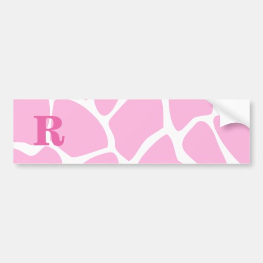 Your Letter Monogram. Custom. Pink Giraffe Pattern Bumper Stickers
