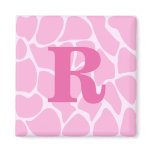Your Letter Monogram. Custom. Pink Giraffe Pattern Refrigerator Magnet
