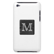 Your Letter Monogram. Picture of Black Wood. iPod Touch Case