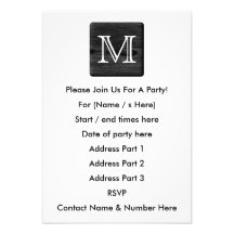 Your Letter Monogram. Picture of Black Wood. Custom Announcement