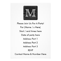 Your Letter Monogram. Picture of Black Wood. Personalized Invite