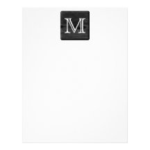 Your Letter Monogram. Picture of Black Wood. Customized Letterhead