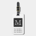 Your Letter Monogram. Picture of Black Wood. Travel Bag Tags