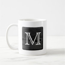 Your Letter Monogram. Picture of Black Wood. Mug