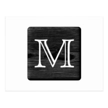 Your Letter Monogram. Picture of Black Wood. Post Card