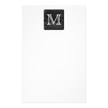 Your Letter Monogram. Picture of Black Wood. Custom Stationery