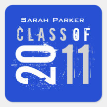 'Your Name" Class of 2011 Grad Stickers - blue
