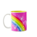 "Your name" girls rainbow pink mug