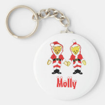 Your Name Here! Custom Letter M Teddy Bear Santas Keychains