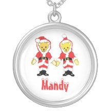 Your Name Here! Custom Letter M Teddy Bear Santas Pendant