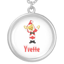 Your Name Here! Custom Letter Y Teddy Bear Santas Custom Necklace