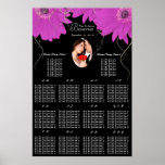 Your Photo Black & Plum Gerber Daisy Seating Chart Print