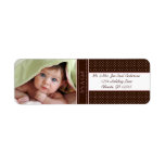 Your Photo New Baby It's A  Girl Brown & Pink Dots Return Address Labels