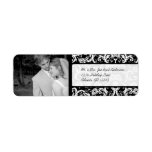 Your Photo Wedding Vintage Black Damask Return Address Labels