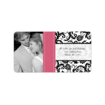 Your Photo Wedding Vintage Honeysuckle Damask Personalized Address Label