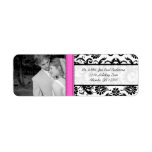 Your Photo Wedding Vintage Pink Damask Return Address Label
