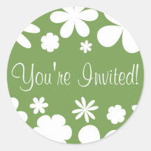 You're Invited Flower Power Envelope Sticker Seal