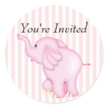 You're Invited Pink Elephant Baby Shower stickers