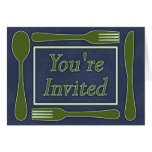 You're Invited Utensils Blue Green Greeting Card