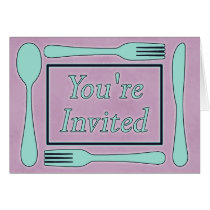 You're Invited Utensils Light purple blue cards