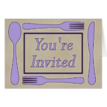 You're Invited Utensils Light Purple cream cards