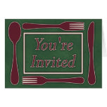 You're Invited Utensils Red Green Cards