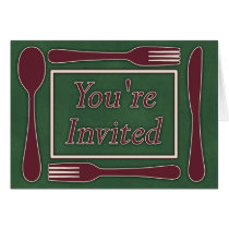 You're Invited Utensils Red Green cards