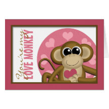 You're My Love Monkey - Cute Pink Greeting Card