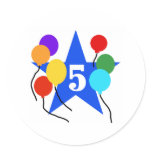 You're the Star 5th Birthday Round Stickers