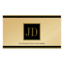 YourJobTitle! Golden Blk/Gold Square Monogram Business Card Templates