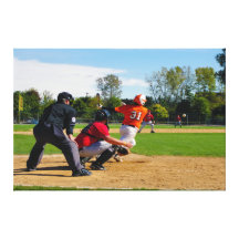 Youth League Baseball Batter Hitting Ball Gallery Wrap Canvas