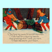 Yule Log postcards