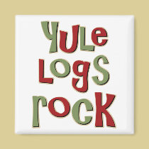 Yule Logs Rock Christmas Design magnets
