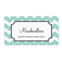 Yummy chevron blue custom candy buffet jar bulk labels
